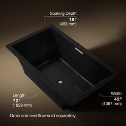 Kohler Underscore 72'' x 42'' drop-in bath with Bask heated surface - Black - image 3