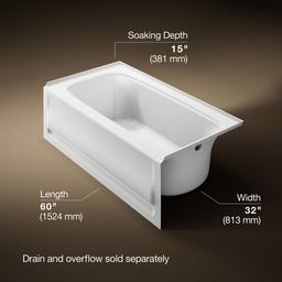 Bancroft 60'' x 32'' alcove bath right drain - image 3