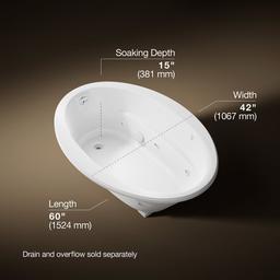 Kohler Sunward 60'' x 42'' drop-in whirlpool bath - White - image 3