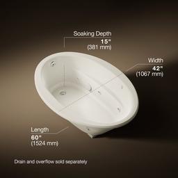 Kohler Sunward 60'' x 42'' drop-in whirlpool bath - Biscuit - image 2