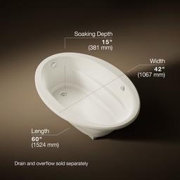 Kohler Sunward 60'' x 42'' drop-in Heated BubbleMassageE air bath - Biscuit - image 3