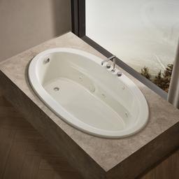 Kohler Sunward 72'' x 42'' drop-in whirlpool bath with Bask heated surface - Biscuit - image 2