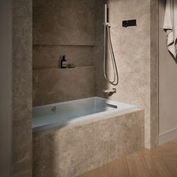 Kohler Underscore 60'' x 30'' alcove Heated BubbleMassageE air bath with Bask, right drain - Ice Grey - image 2