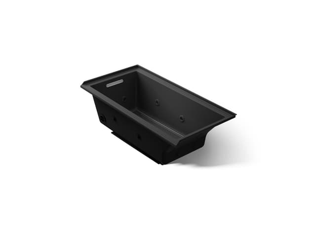 Kohler Underscore 60'' x 30'' drop-in/alcove heated whirlpool bath, left drain - Black