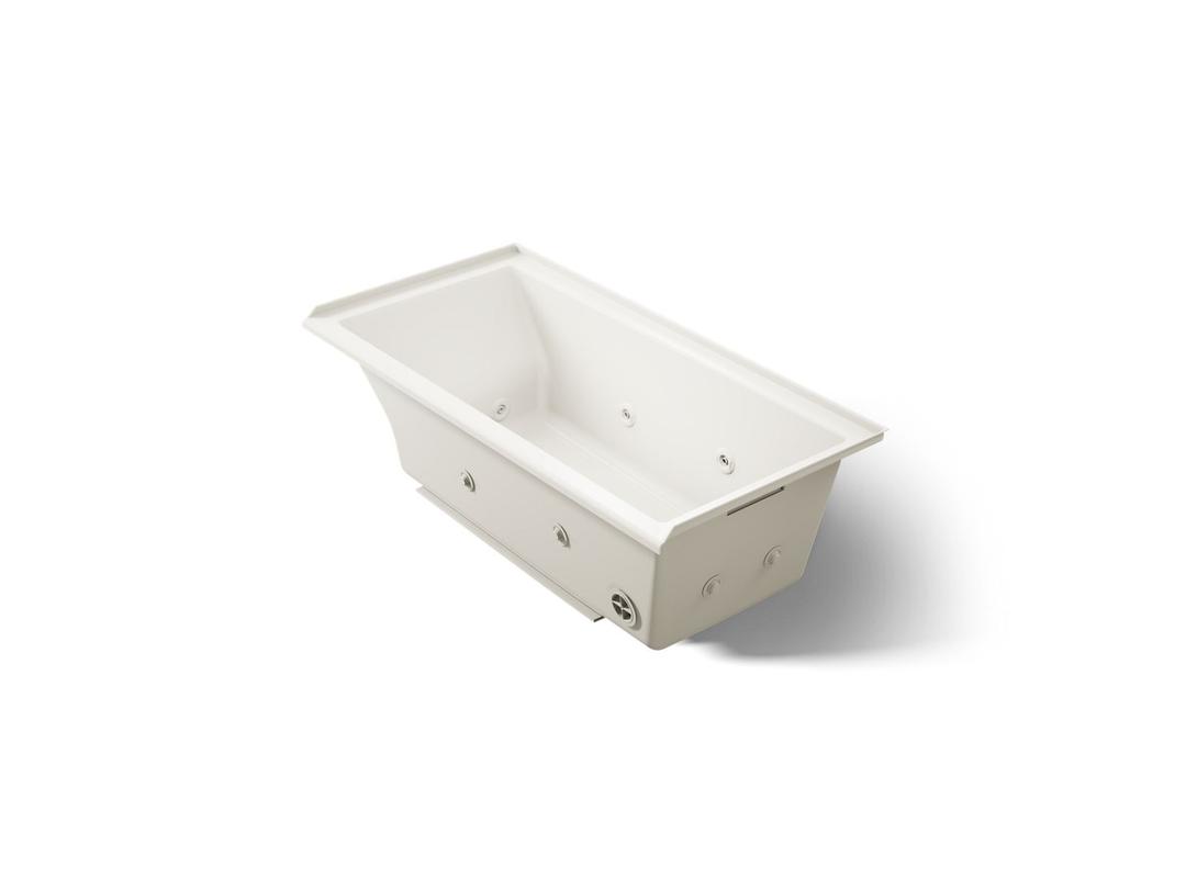 Kohler Underscore 60'' x 30'' drop-in/alcove heated whirlpool bath, right drain - Biscuit by Kohler