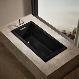 Kohler Underscore 60'' x 30'' drop-in Heated BubbleMassageE air bath with whirlpool - Black - image 2