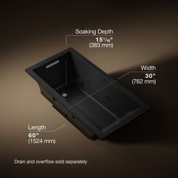 Kohler Underscore 60'' x 30'' drop-in Heated BubbleMassageE air bath with whirlpool - Black - image 3