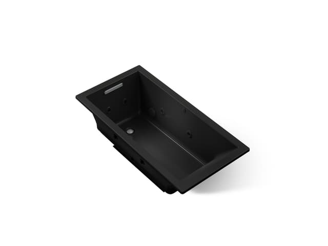 Kohler Underscore 60'' x 30'' drop-in Heated BubbleMassageE air bath with whirlpool - Black