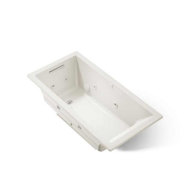 Kohler Underscore 60'' x 30'' drop-in Heated BubbleMassageE air bath with whirlpool - Biscuit