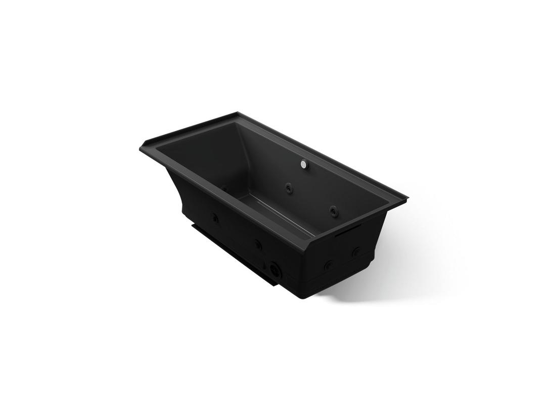 Kohler Underscore 60'' x 30'' alcove Heated BubbleMassageE air bath with whirlpool, right drain - Black by Kohler