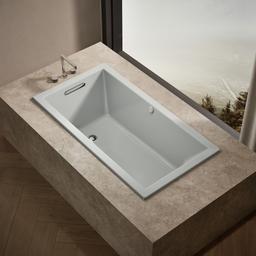 Kohler Underscore 60'' x 32'' drop-in Heated BubbleMassageE air bath with Bask heated surface - Ice Grey - image 2