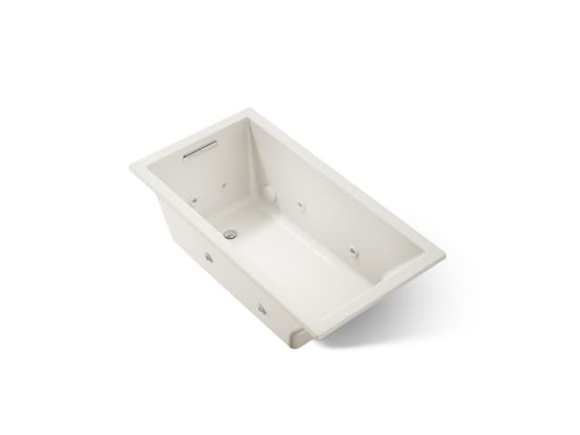Kohler Underscore 60'' x 32'' drop-in heated whirlpool bath - Biscuit