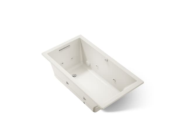 Kohler Underscore 60'' x 32'' drop-in Heated BubbleMassageE air bath with whirlpool - Biscuit