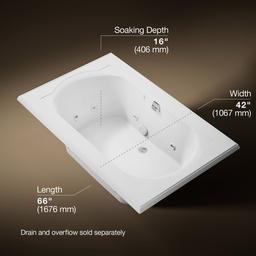 Kohler Memoirs 66'' x 42'' drop-in whirlpool bath - White - image 3
