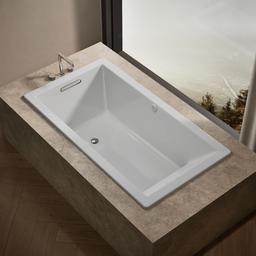 Kohler Underscore 66'' x 36'' drop-in Heated BubbleMassageE air bath - White - image 2