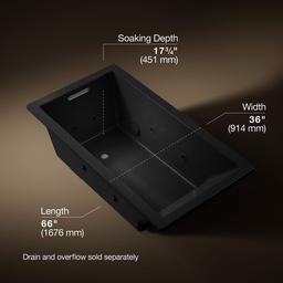 Kohler Underscore 66'' x 36'' drop-in heated whirlpool bath - Black - image 3