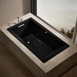 Kohler Underscore 66'' x 36'' drop-in Heated BubbleMassageE air bath with whirlpool - Black - image 2