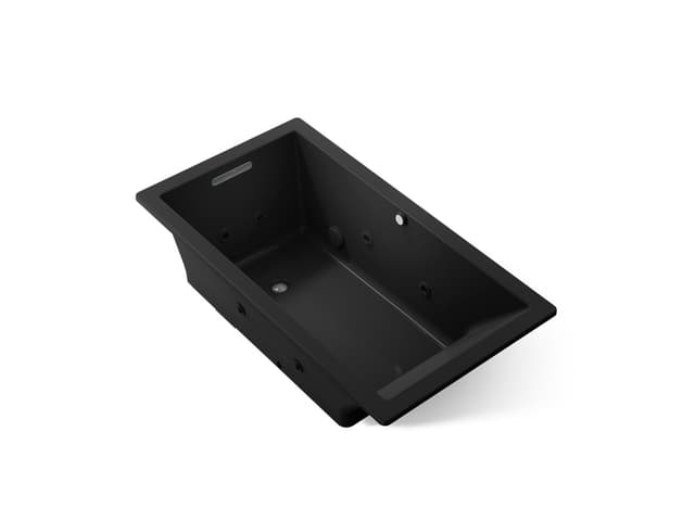 Kohler Underscore 66'' x 36'' drop-in Heated BubbleMassageE air bath with whirlpool - Black