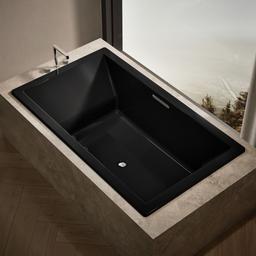 Kohler Underscore 72'' x 42'' drop-in Heated BubbleMassageE air bath with Bask heated surface - Black - image 2