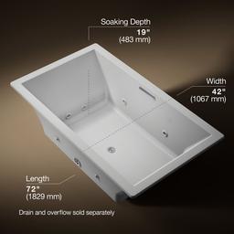 Kohler Underscore 72'' x 42'' drop-in heated whirlpool bath - Ice Grey - image 3