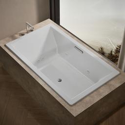 Kohler Underscore 72'' x 42'' drop-in Heated BubbleMassageE air bath with whirlpool - White - image 2