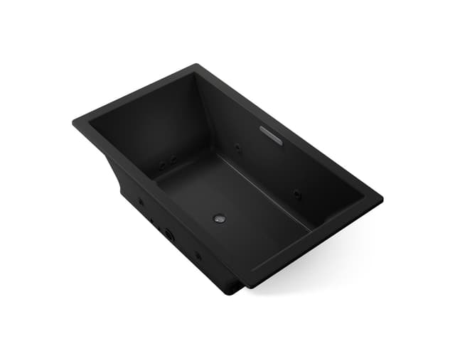 Kohler Underscore 72'' x 42'' drop-in Heated BubbleMassageE air bath with whirlpool - Black