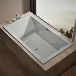 Kohler Underscore 72'' x 42'' drop-in Heated BubbleMassageE air bath with whirlpool - Ice Grey - image 2