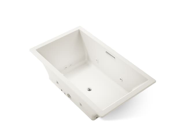 Kohler Underscore 72'' x 42'' drop-in Heated BubbleMassageE air bath with whirlpool - Biscuit