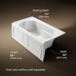 Kohler Devonshire 60'' x 32'' alcove bath, left drain - White - image 3
