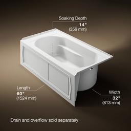 Kohler Devonshire 60'' x 32'' alcove bath, right drain - White - image 3