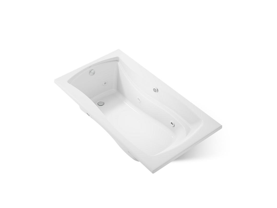 Kohler Mariposa 66'' x 35-7/8'' drop-in whirlpool bath with Bask heated surface and end drain - White by Kohler