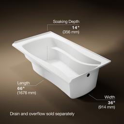 Kohler Mariposa 66'' x 36'' alcove bath with alcove and right-hand drain - White - image 3