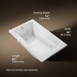 Kohler Mariposa 60'' x 36'' drop-in drop-in whirlpool bath - White - image 3