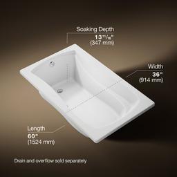 Kohler Mariposa 60'' x 36'' drop-in Heated BubbleMassageE air bath - White - image 3