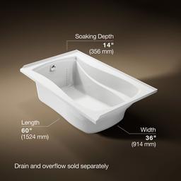 Kohler Mariposa 60'' x 36'' alcove bath, left drain - White - image 3