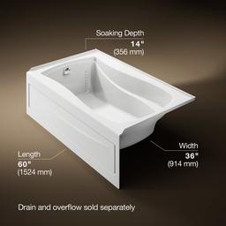 Kohler Mariposa 60'' x 36'' alcove bath, left drain - White - image 3