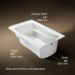 Kohler Mariposa 60'' x 36'' alcove bath, right drain - White - image 3
