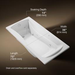Kohler Mariposa 72'' x 36'' drop-in whirlpool bath - White - image 3