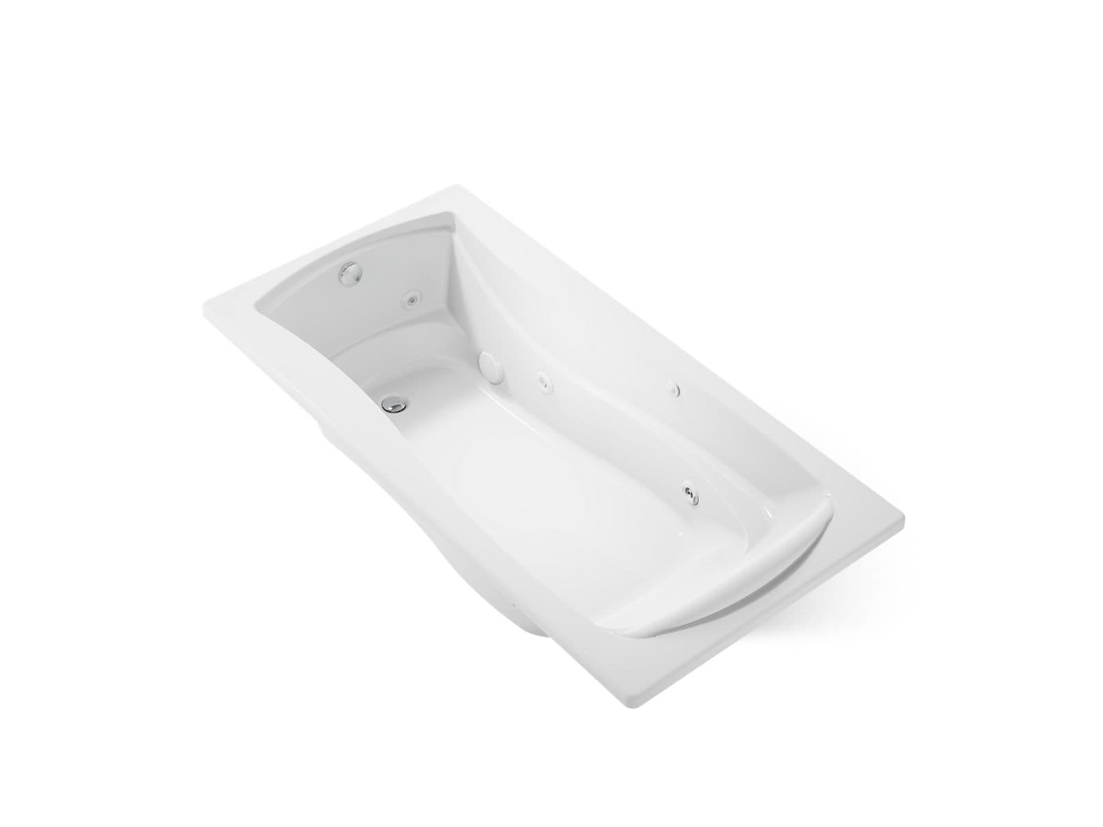 Kohler Mariposa 72'' x 36'' drop-in whirlpool bath with end drain, custom pump location and heater - White by Kohler