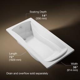 Kohler Mariposa 72'' x 36'' drop-in bath - White - image 3