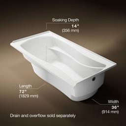 Kohler Mariposa 72'' x 36'' alcove bath, right drain - White - image 3