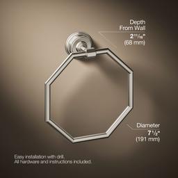 Kohler Pinstripe Towel ring - Vibrant Brushed Nickel - image 3