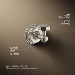 Kohler Pinstripe Robe hook - Vibrant Brushed Nickel - image 3