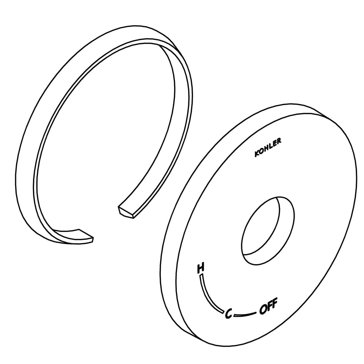Kohler Genuine Parts Escutcheon KIT - Matte Black by Kohler Genuine Parts