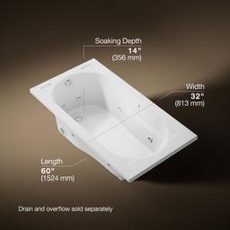 Kohler Devonshire 60'' x 32'' drop-in whirlpool bath - White - image 3