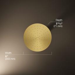 Kohler Contemporary Round 8'' single-function rainhead, 1.75 gpm - Vibrant Brushed Moderne Brass - image 3