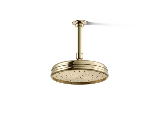 Kohler 8'' single-function rainhead, 2.5 gpm - Vibrant French Gold