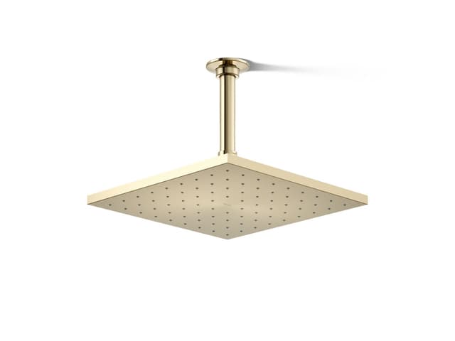 Kohler Contemporary Square 10'' single-function rainhead, 1.75 gpm - Vibrant French Gold