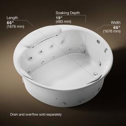 Kohler RiverBath 66'' drop-in heated whirlpool bath with chromatherapy - White - image 3