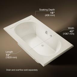 Kohler Memoirs 72'' x 42'' drop-in Heated BubbleMassageE air bath - Biscuit - image 3